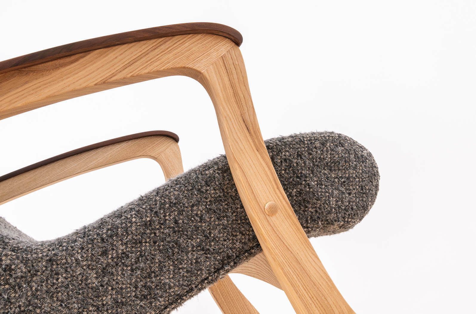 photo furniture Vintage Rocking Chair, Czechoslovakia, 1950s, Reupholstered In Charcoal Grey Boucle