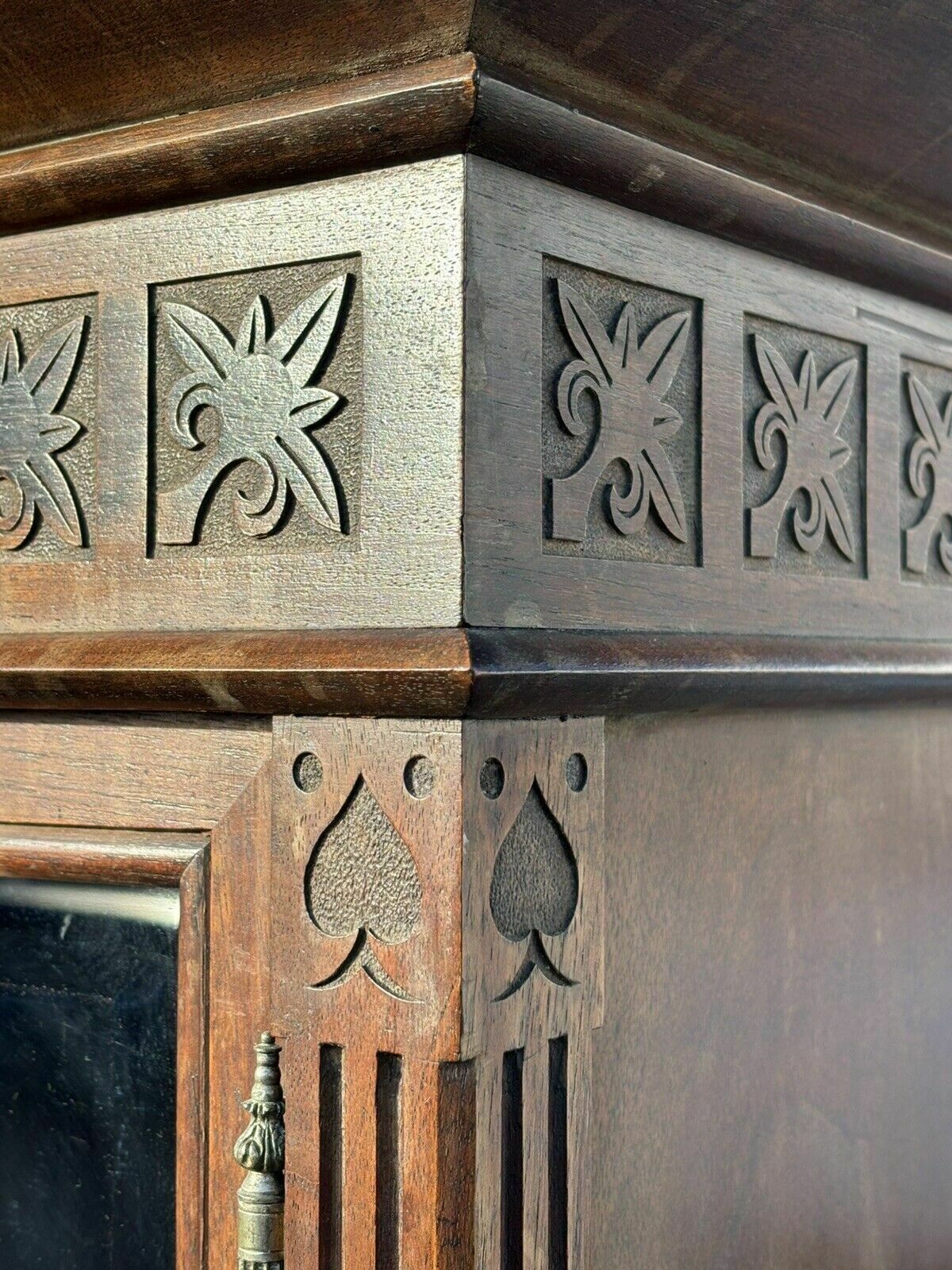 Arts & Crafts French Walnut Bookcase / Cupboard With Fitted Shelves & Drawers photo buy