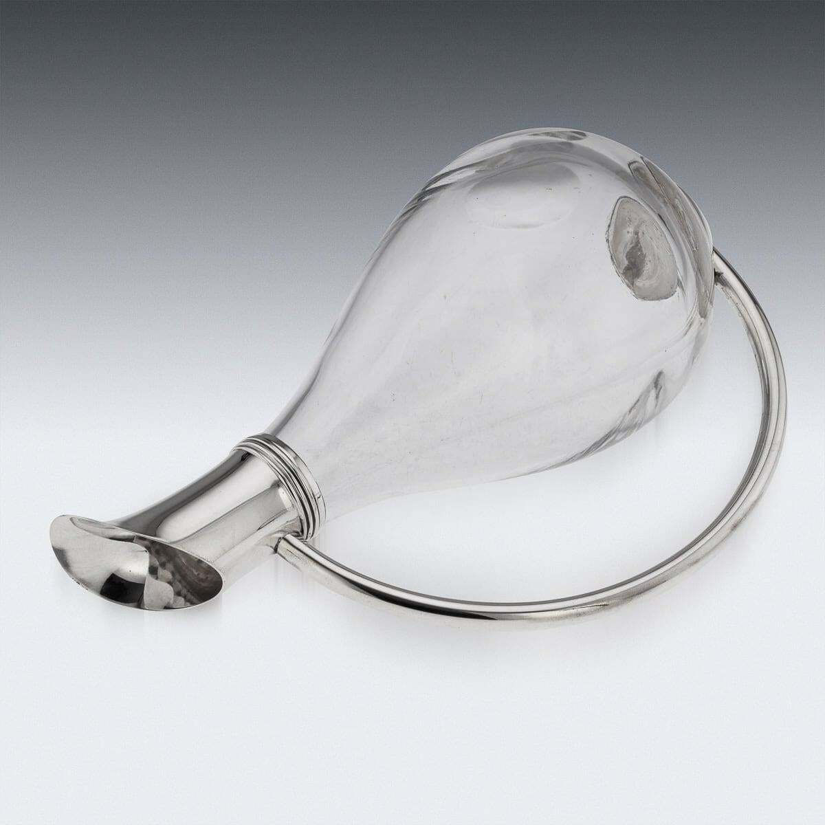 Modern 21st Century British Solid Silver Mounted Glass Wine Jug, Asprey C.2004 photo buy