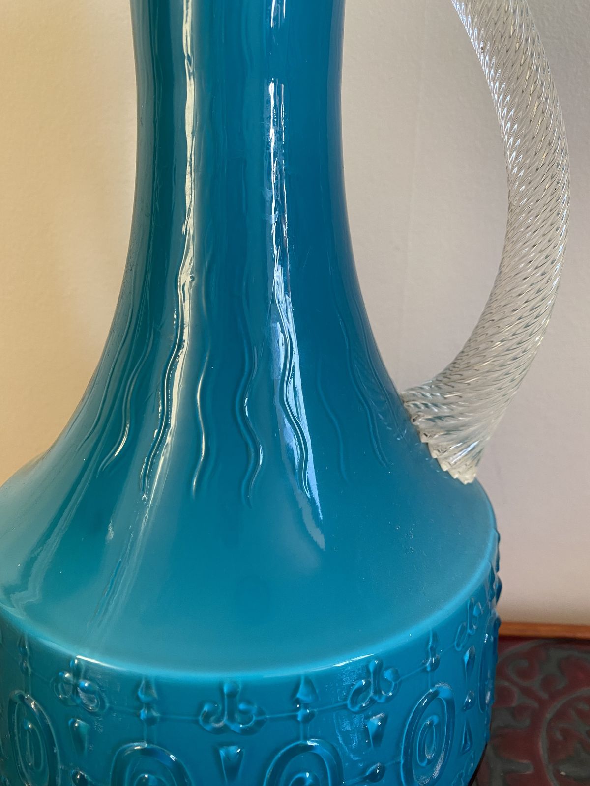 Retro Stelvia (Empoli) Turquoise Jug Pitcher 1960s photo Home Decor