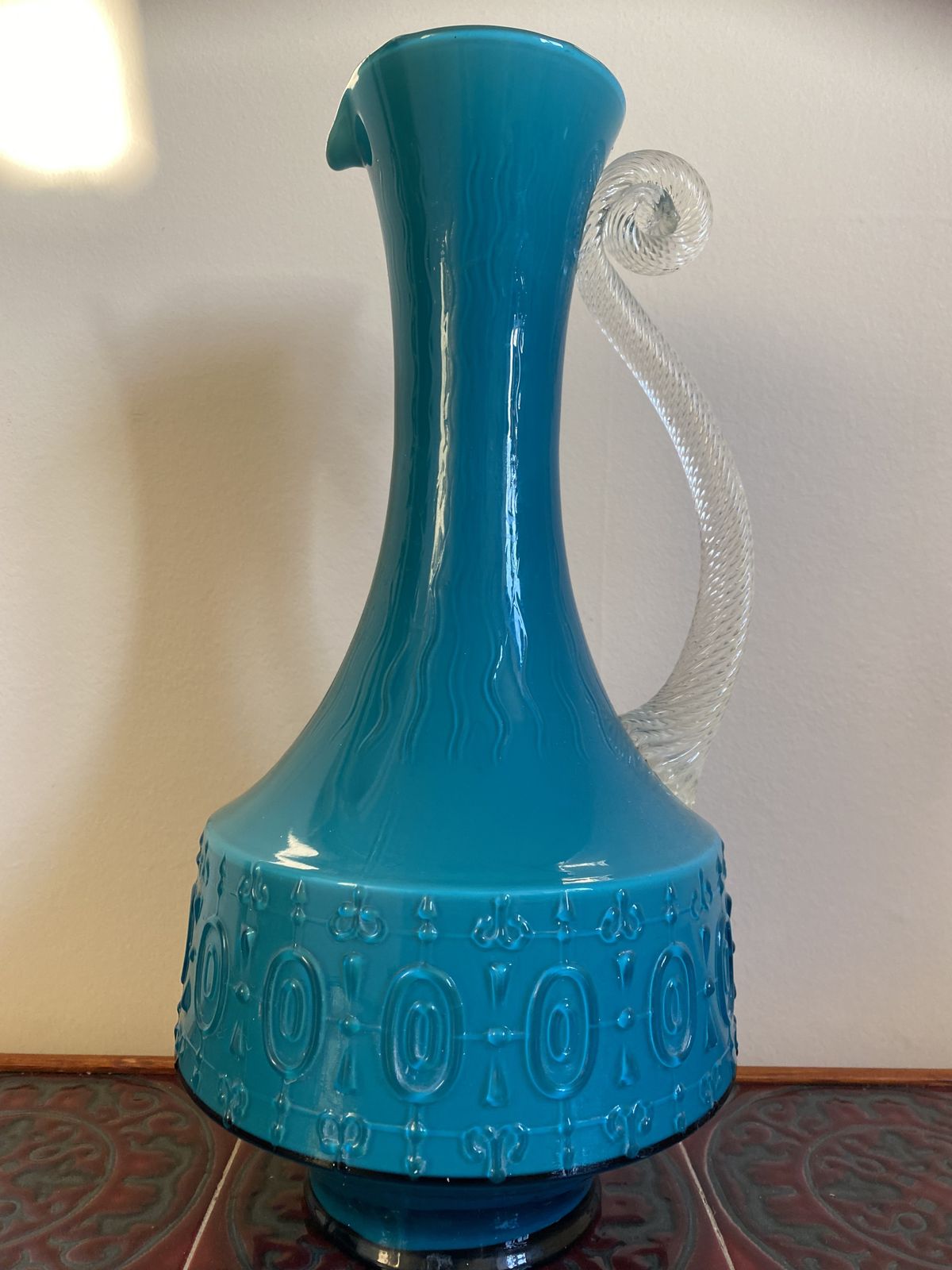 72.99 Retro Stelvia (Empoli) Turquoise Jug Pitcher 1960s photo