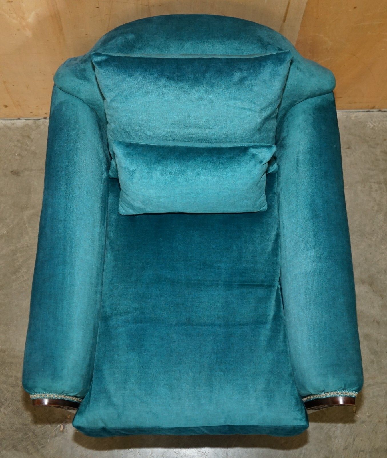 photo buy Restored Antique Circa 1900 Blue Velvet Claw & Ball Feet Sofa & Armchair Suite