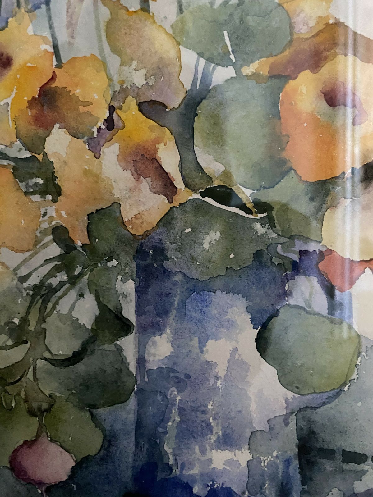 Large Watercolour Painting Of Flowers And Shells photo for sale