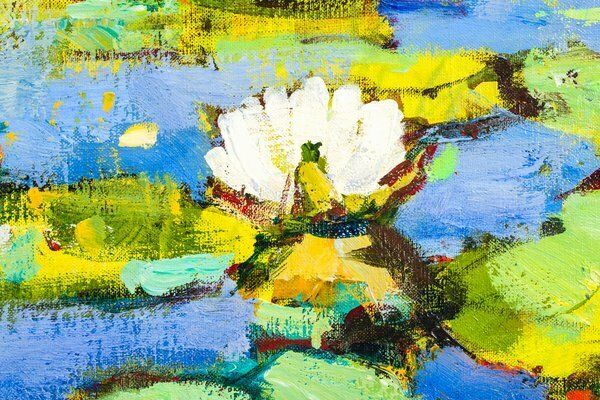 H.Hess, Water Lilies, 1980s, Oil On Canvas photo for sale