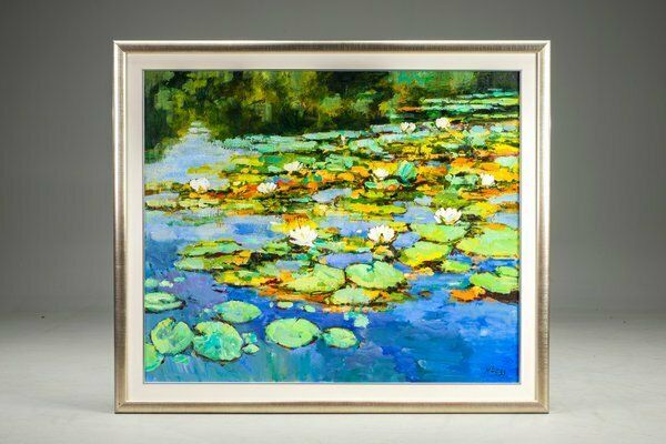H.Hess, Water Lilies, 1980s, Oil On Canvas photo buy
