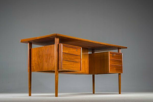 photo buy Danish Teak Desk By Peter Lovig Nielsen For Hedensted Mobelfabrik, 1972