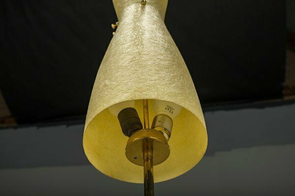 Vintage Floor Filigree Lamp With Fiberglass Shade, Germany, 1950s photo vinterior