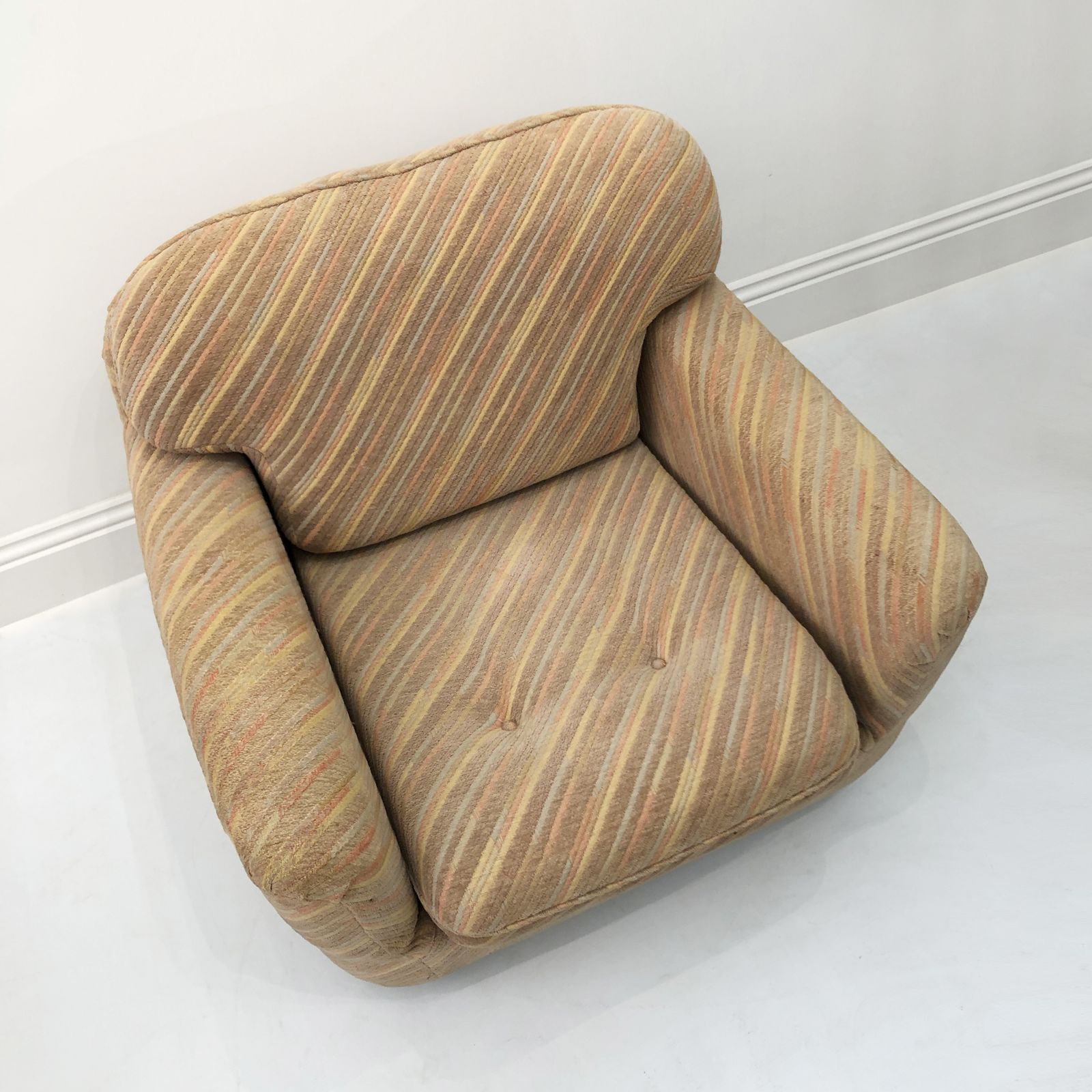 Pastel Striped Italian Zorzi Armchair Mid Century 1970s Vintage Chair Seat photo for sale