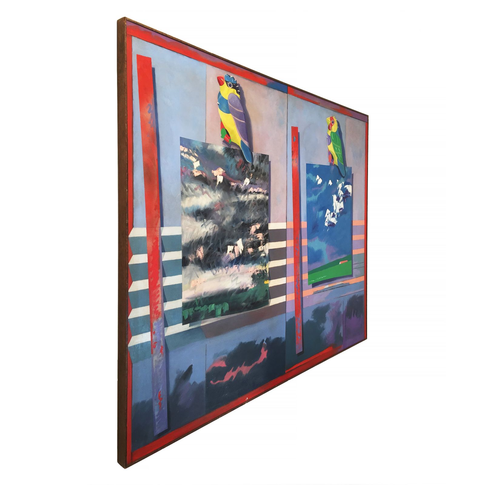 Richard Frank 'Mated Measure' Painting, Oil On Canvas 1980s Miami Palm Springs USA photo vinterior