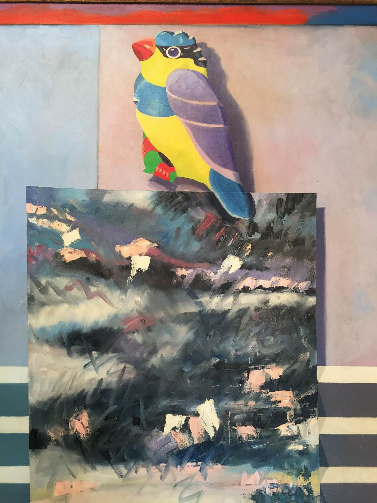 photo furniture Richard Frank 'Mated Measure' Painting, Oil On Canvas 1980s Miami Palm Springs USA