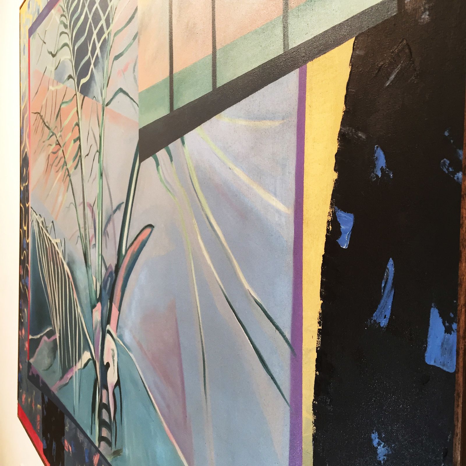 Richard Frank 'Palm's Parade' Painting Art, Oil On Canvas 1980 Memphis Milano Style Regency Hollywood Miami Vice Palm Springs photo for sale