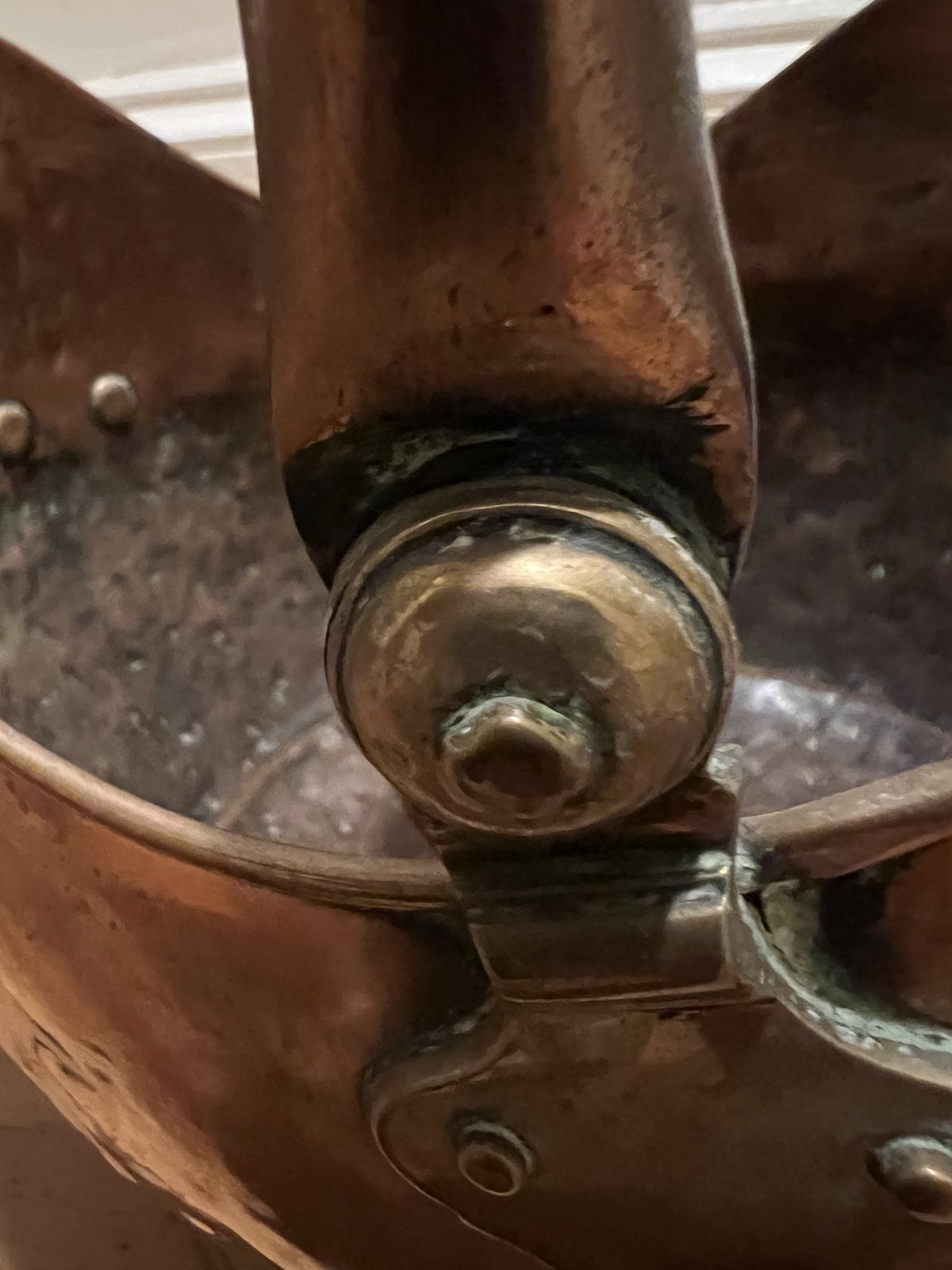 photo for sale Victorian Era Hammered Copper Helmet Coal Bucket