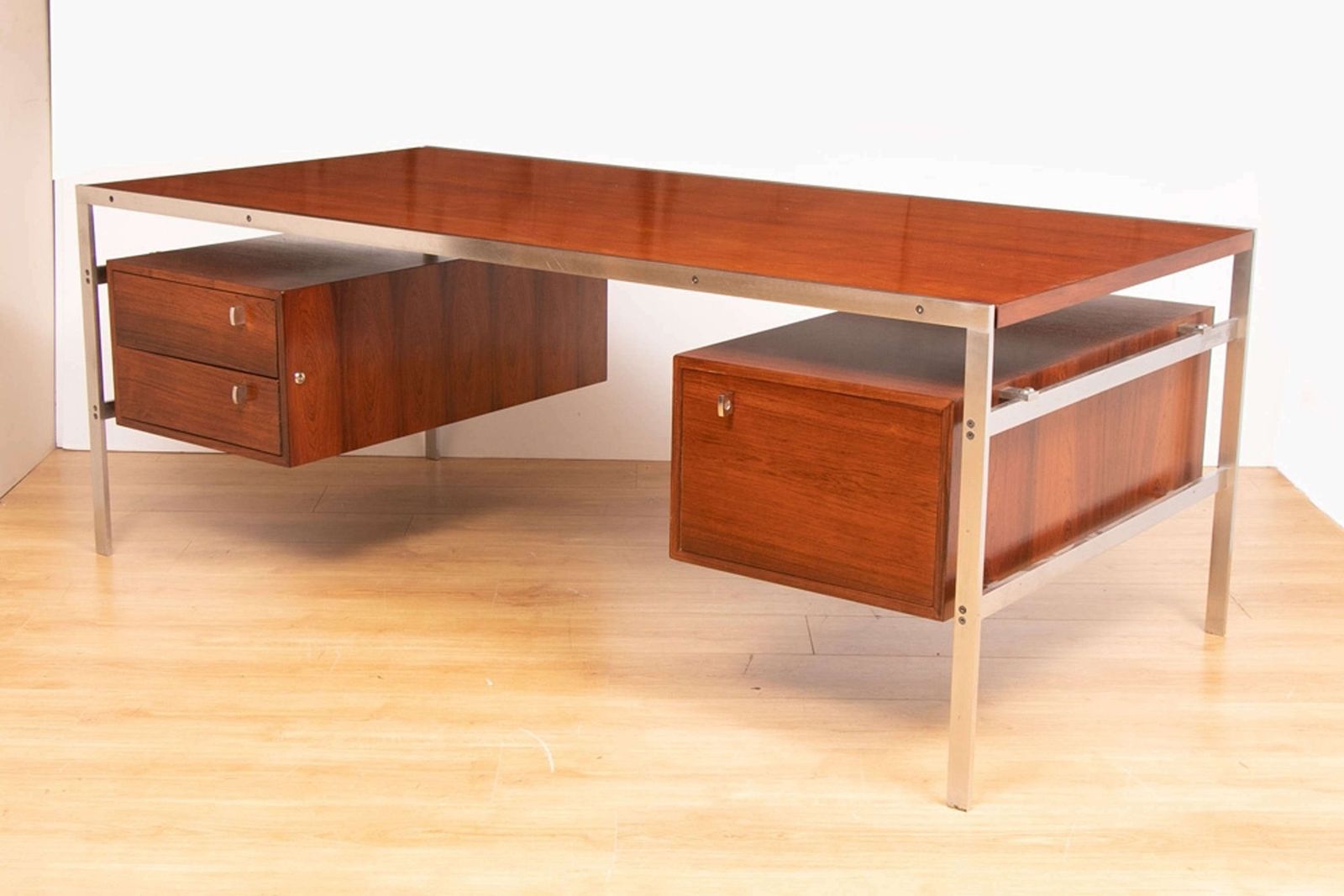 Preben Fabricius And Jorgen Kastholm Chrome And Rosewood Desk By Bo Ex photo furniture