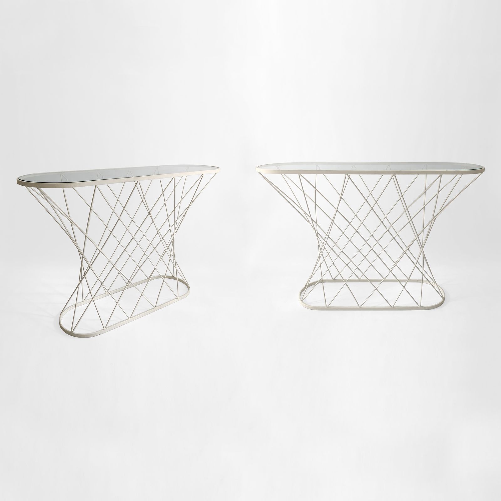 White Twisted Console 1980s Isamu Noguchi Style USA Mid Century Oval photo 950.0