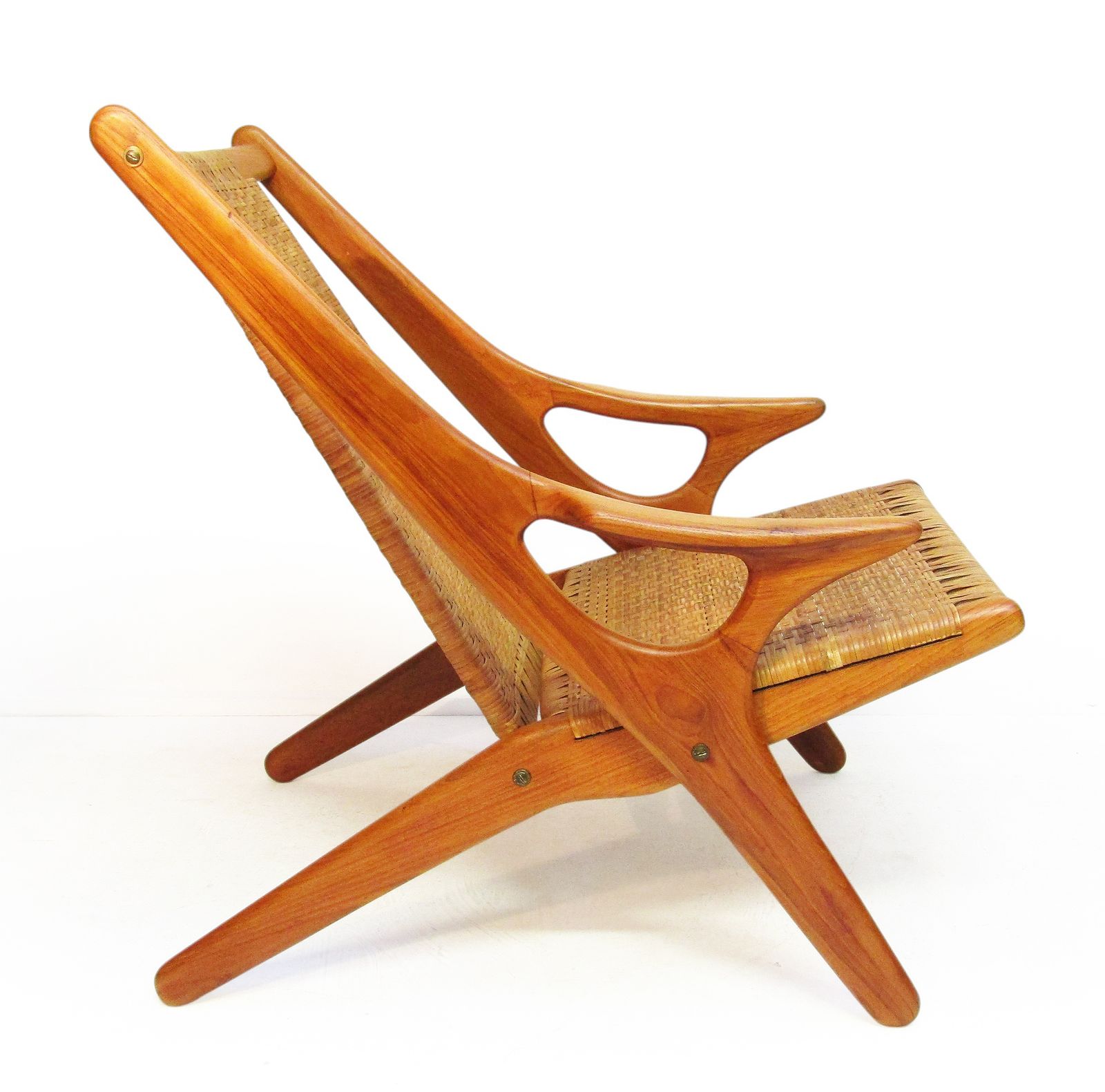 1950s Danish "Model 300" Lounge Chair In Teak & Cane By Arne Hovmand Olsen photo for sale