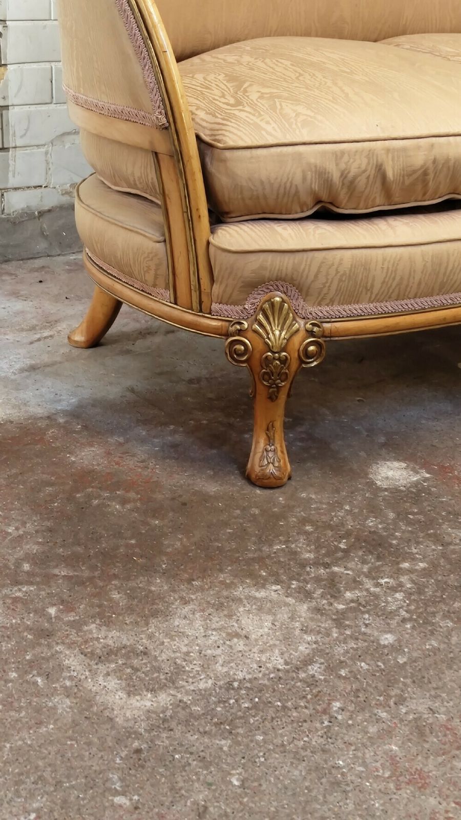 photo furniture Diminutive Antique Louis XV Style Two Seater Salon Hall Sofa C1900