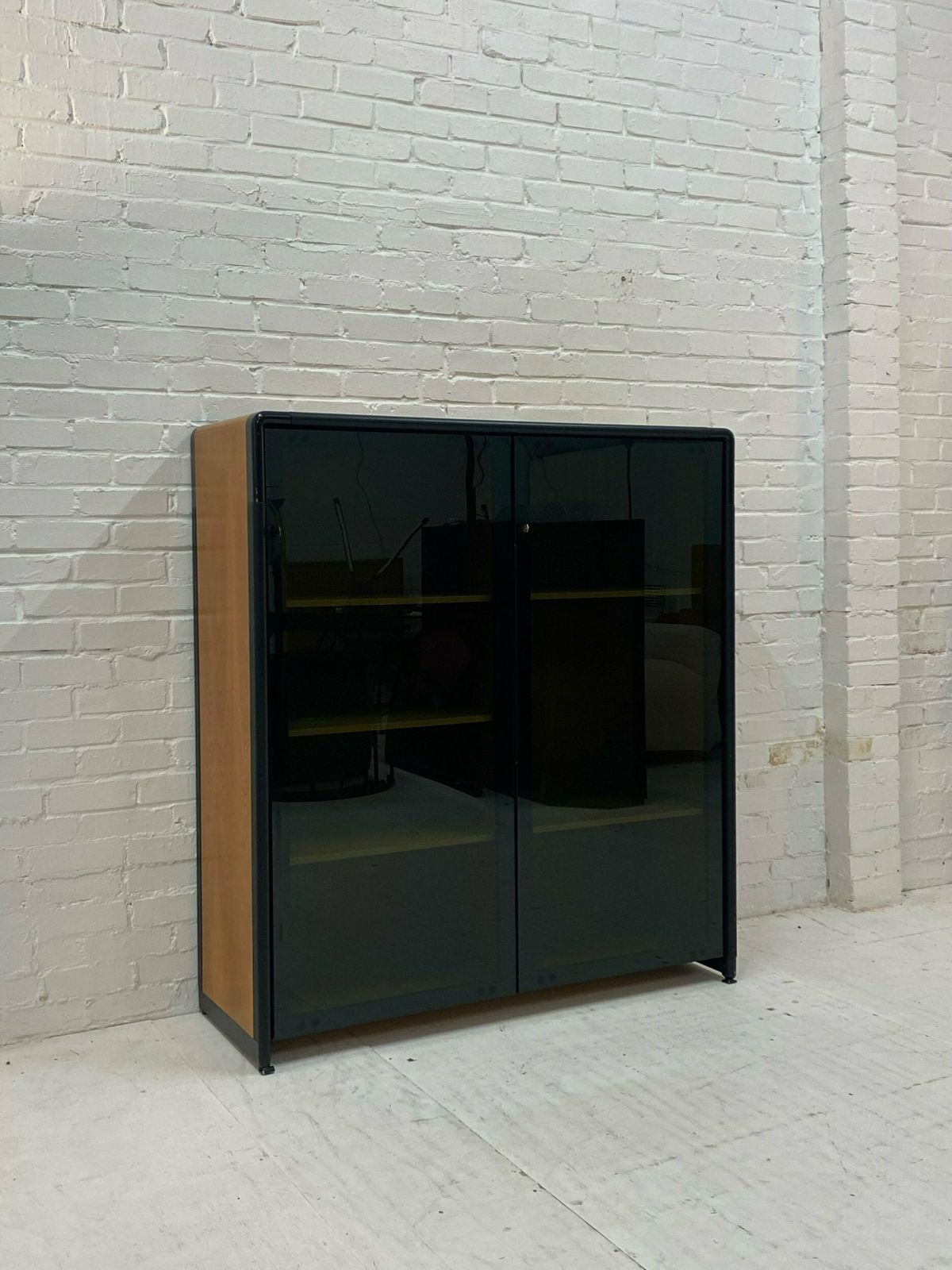 Mid Century Unifor Smoked Glass Cabinet, 1980.