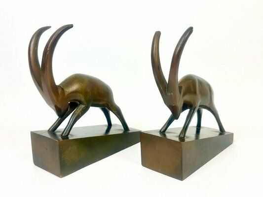 Art Deco Wooden Billy Goat Bookends From Rhön Kunst, 1930s, Set Of 2 photo vintage