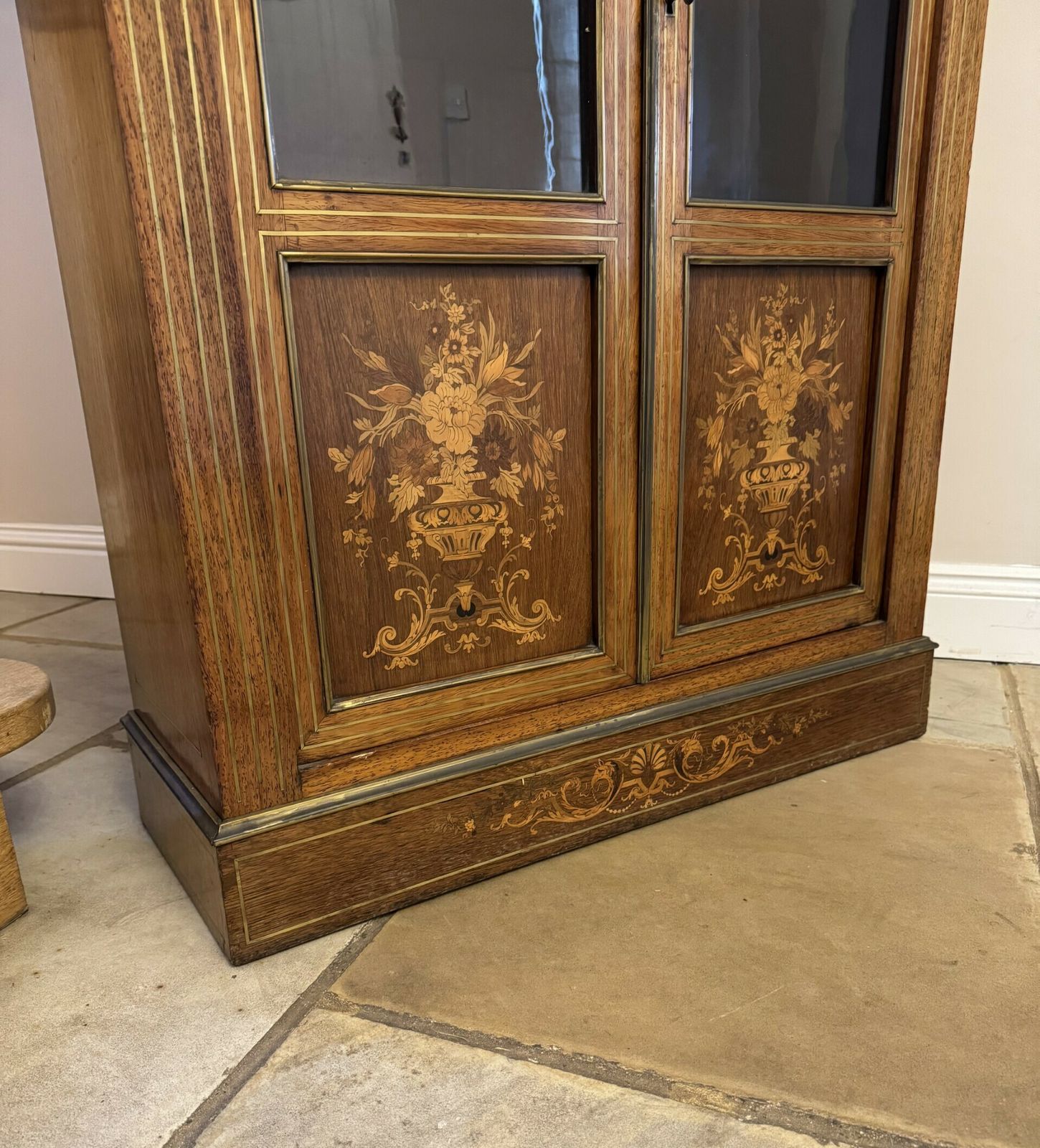 Superb Quality Antique Marquetry Inlaid Display Cabinet photo for sale