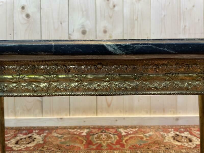 Table Basse Style Louis XVI En Laiton Doré Et Marbre photo for sale
