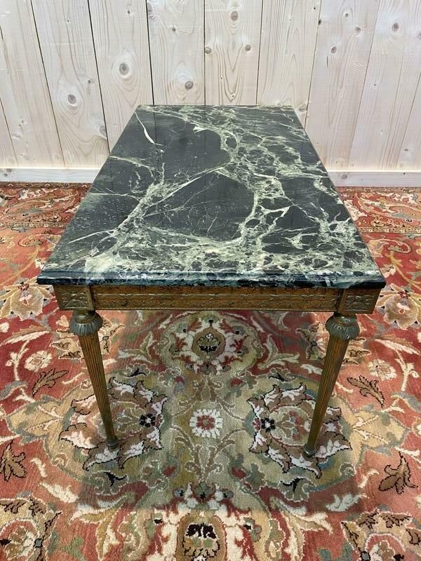 Table Basse Style Louis XVI En Laiton Doré Et Marbre photo vinterior