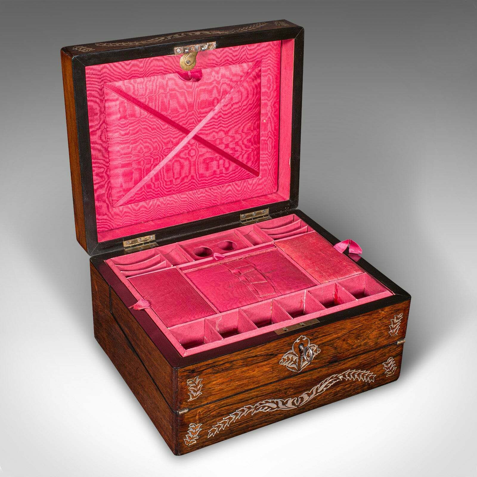 Antique Ladies Travelling Box, English, Sewing Case, Writing Slope, Victorian photo furniture