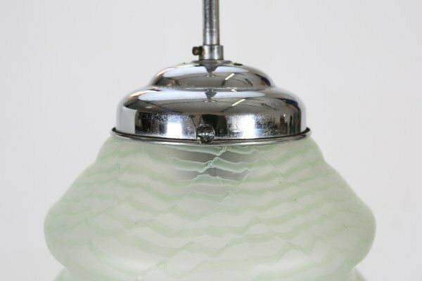 French Art Deco Pendant Lamp With Green Glass Shade, 1940 photo buy
