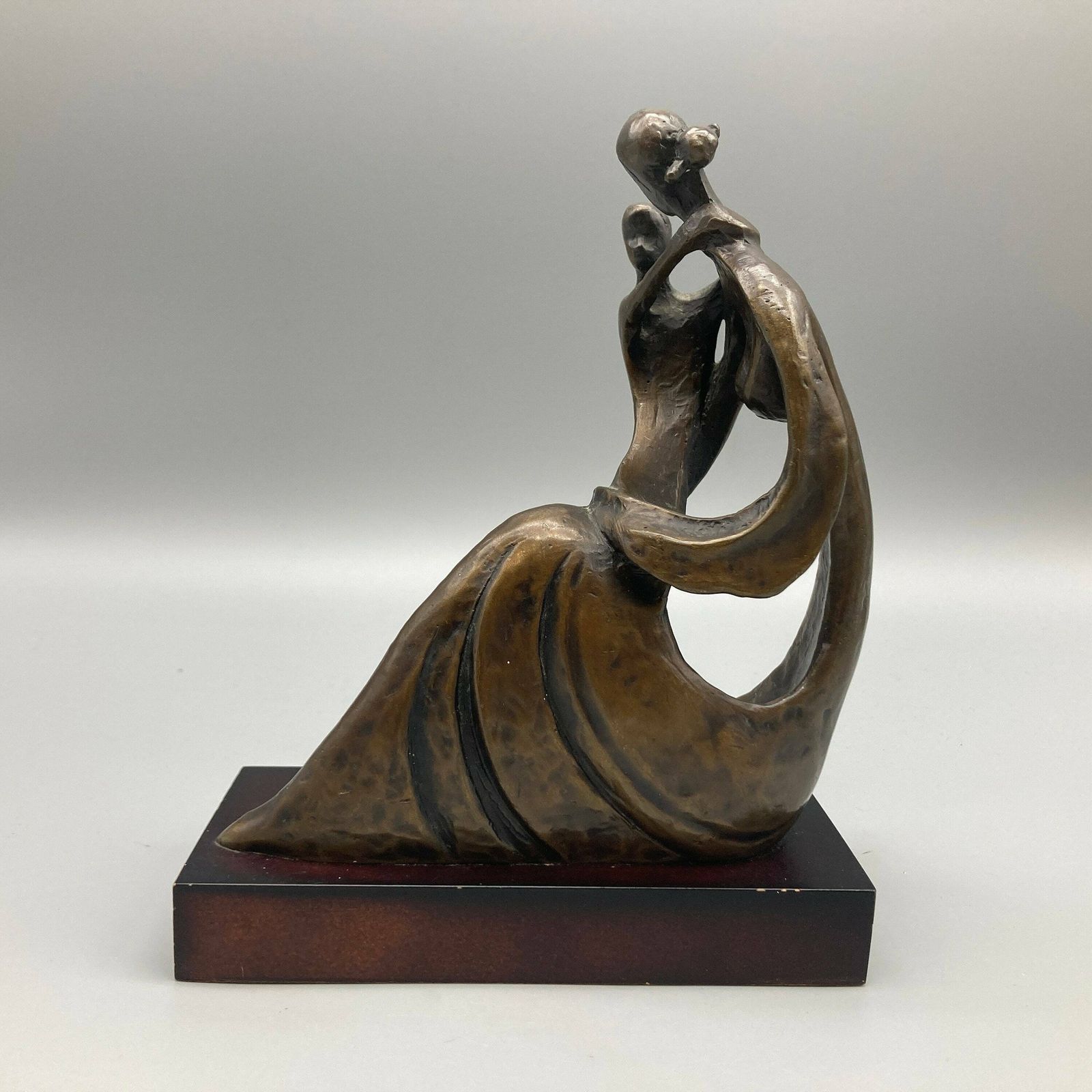 Bernard Kim 'Mother And Child' Modernist Bronze Sculpture By Bronzart USA photo Art