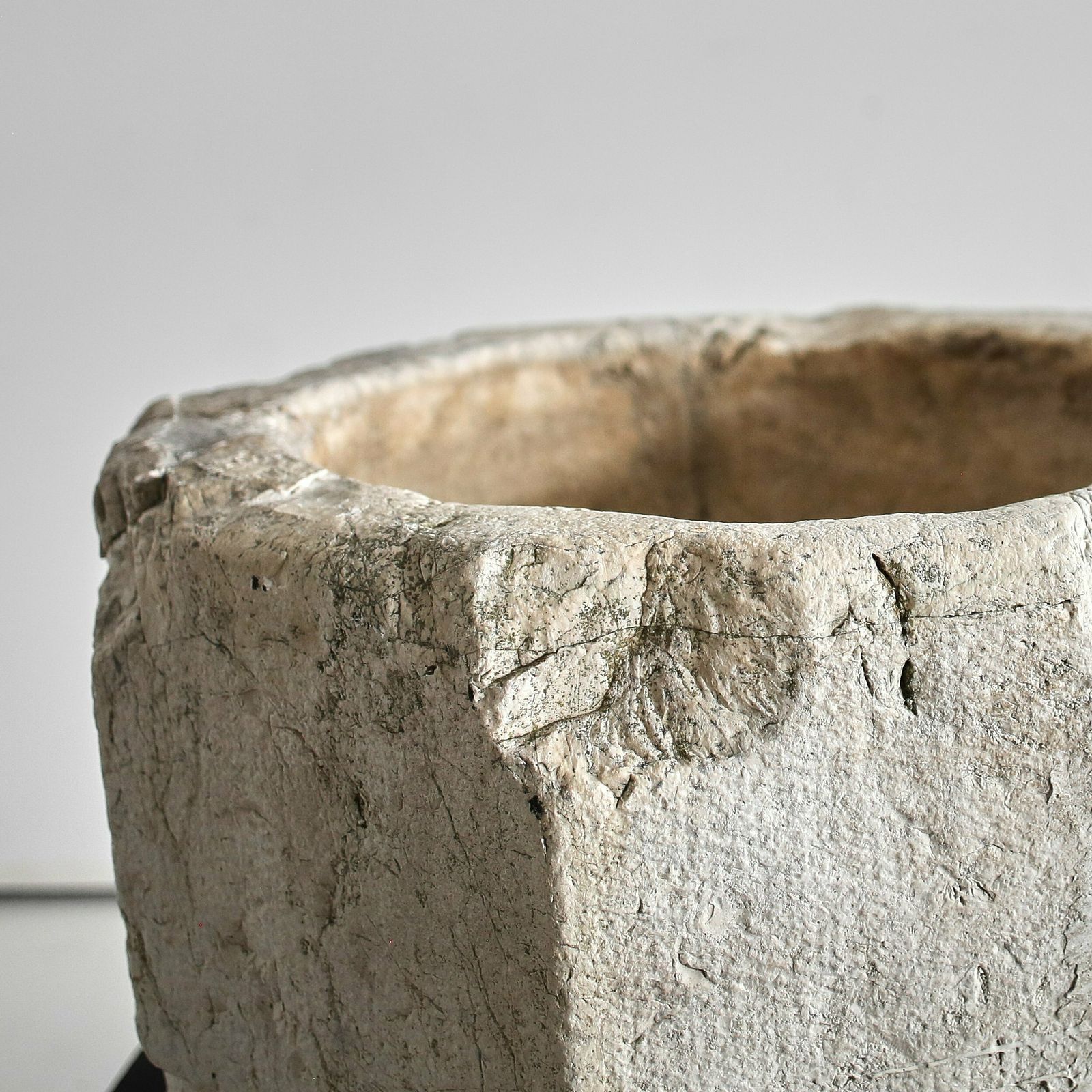 Monumental 17th C. Venetian Carved Stone Mortar photo for sale