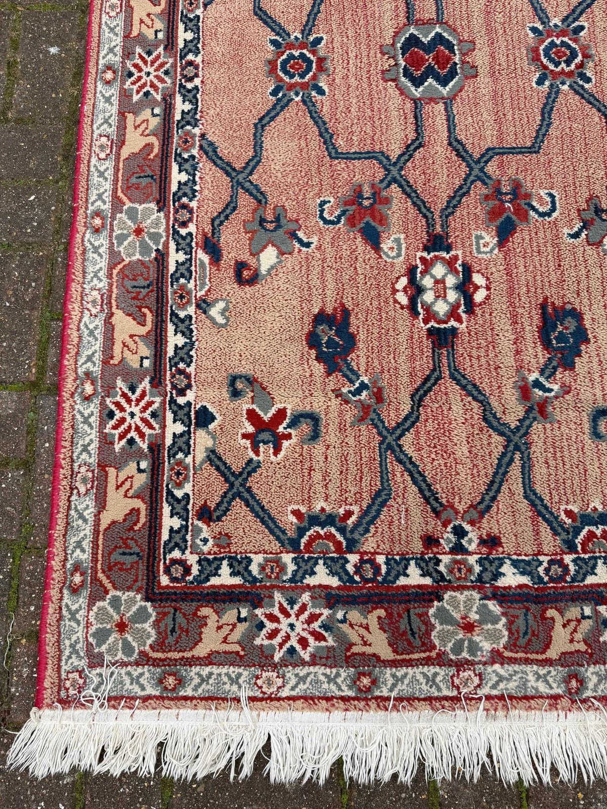 Attractive Medium Sized Vintage Rug With Pink, Red, Blue Pattern (183cm X 100cm) photo furniture