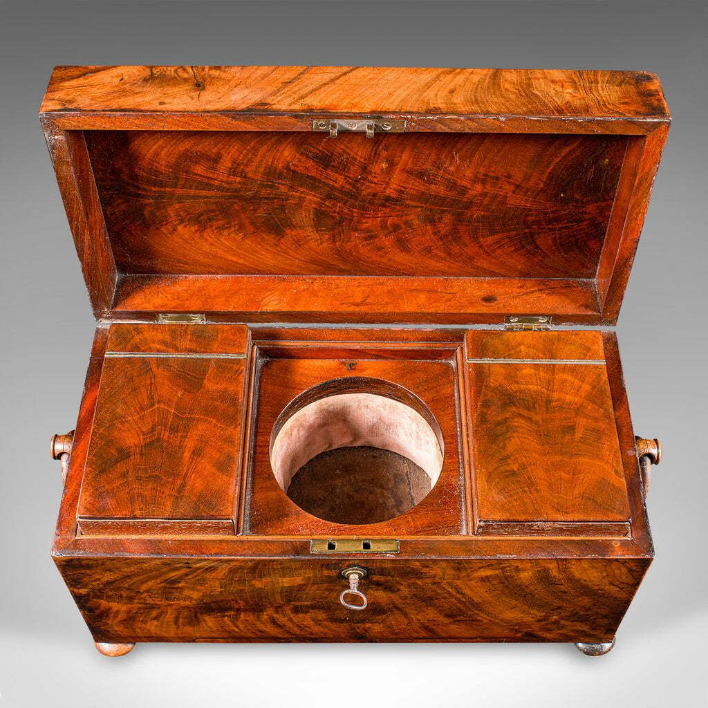 photo furniture Antique Tea Caddy, English, Loose Leaf Canister, Mixing Glass, Regency, C.1820