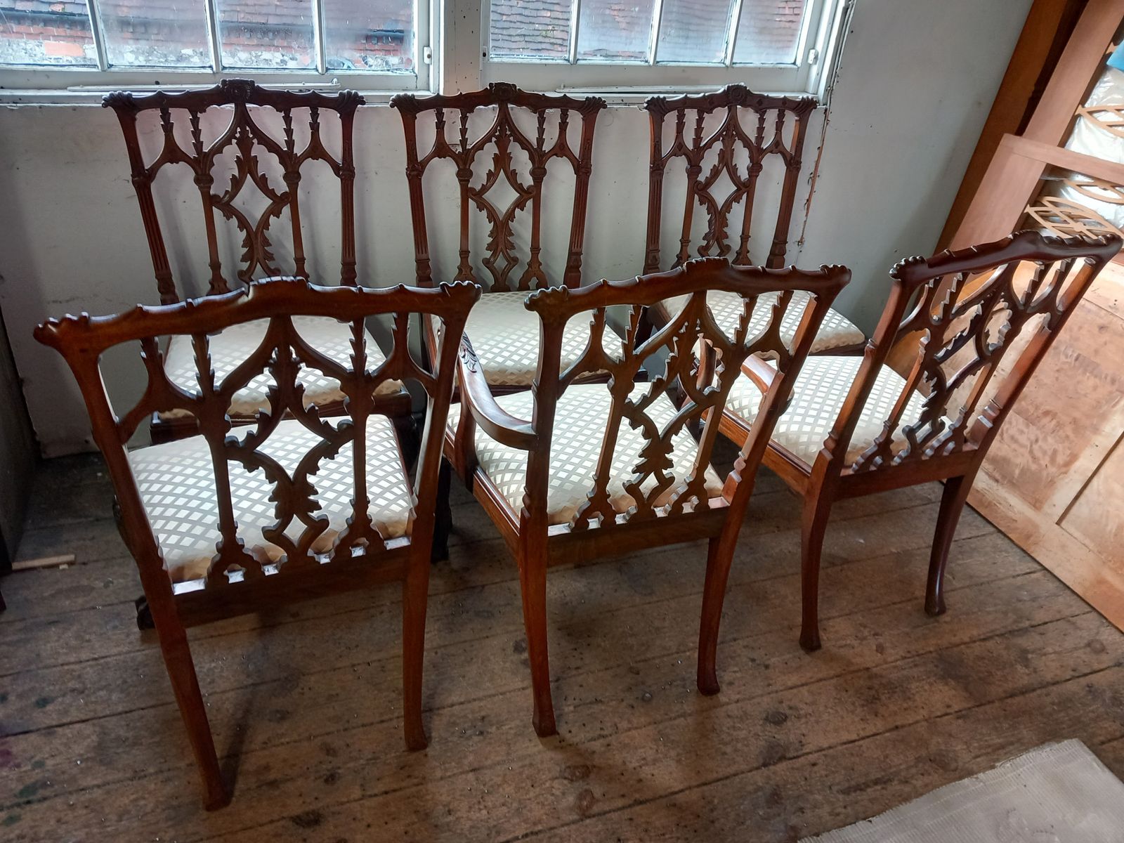 Set Of 6 Chippendale Style Dining Chairs photo Furniture