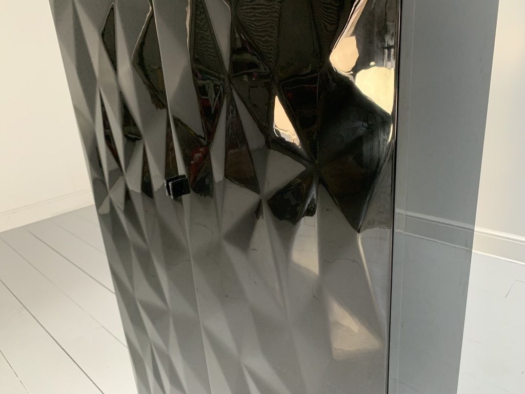 Pair Of Fendi Casa Drinks Bar Cabinets – In Gloss Black & Chrome photo buy