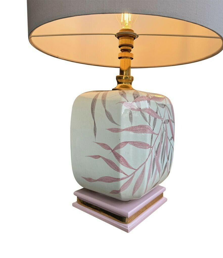 A Pair Of Large 1970s Ceramic Hand Painted Lamps By Ugo Zaccanini For Maison Lancel photo vinterior