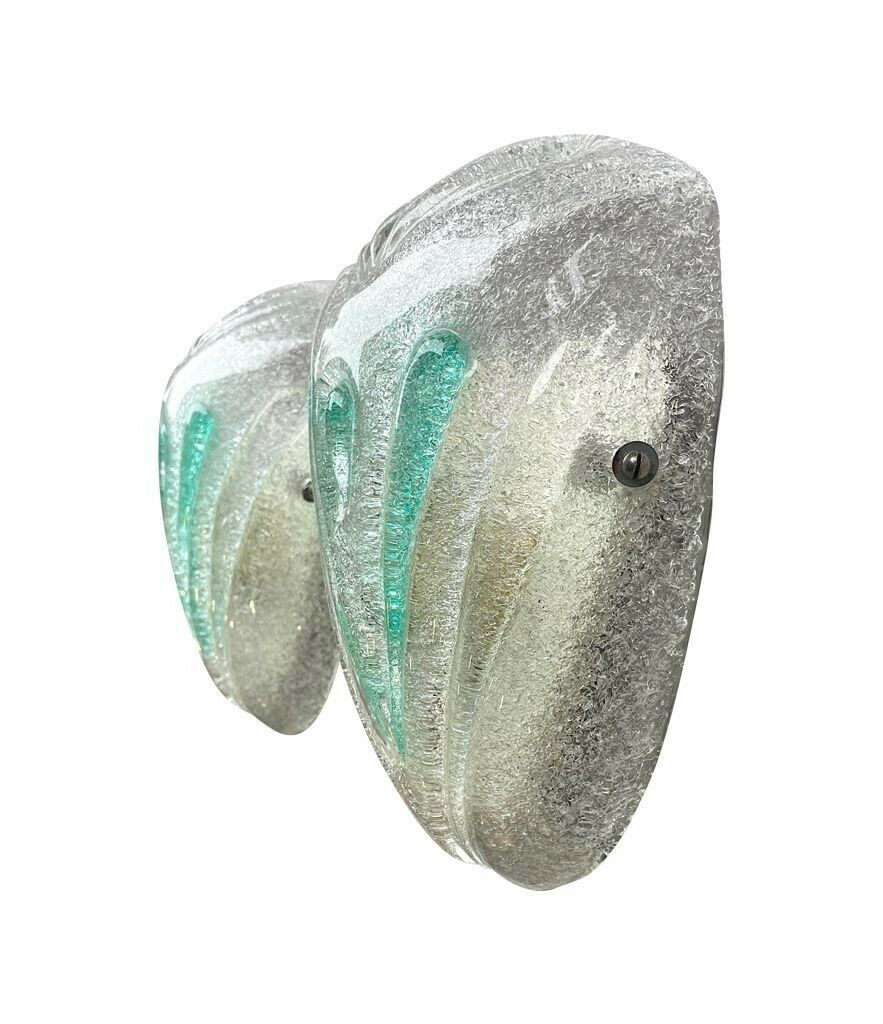 photo buy A Pair Of 1970s Italian Murano Glass Wall Sconces With Teal Green Detail