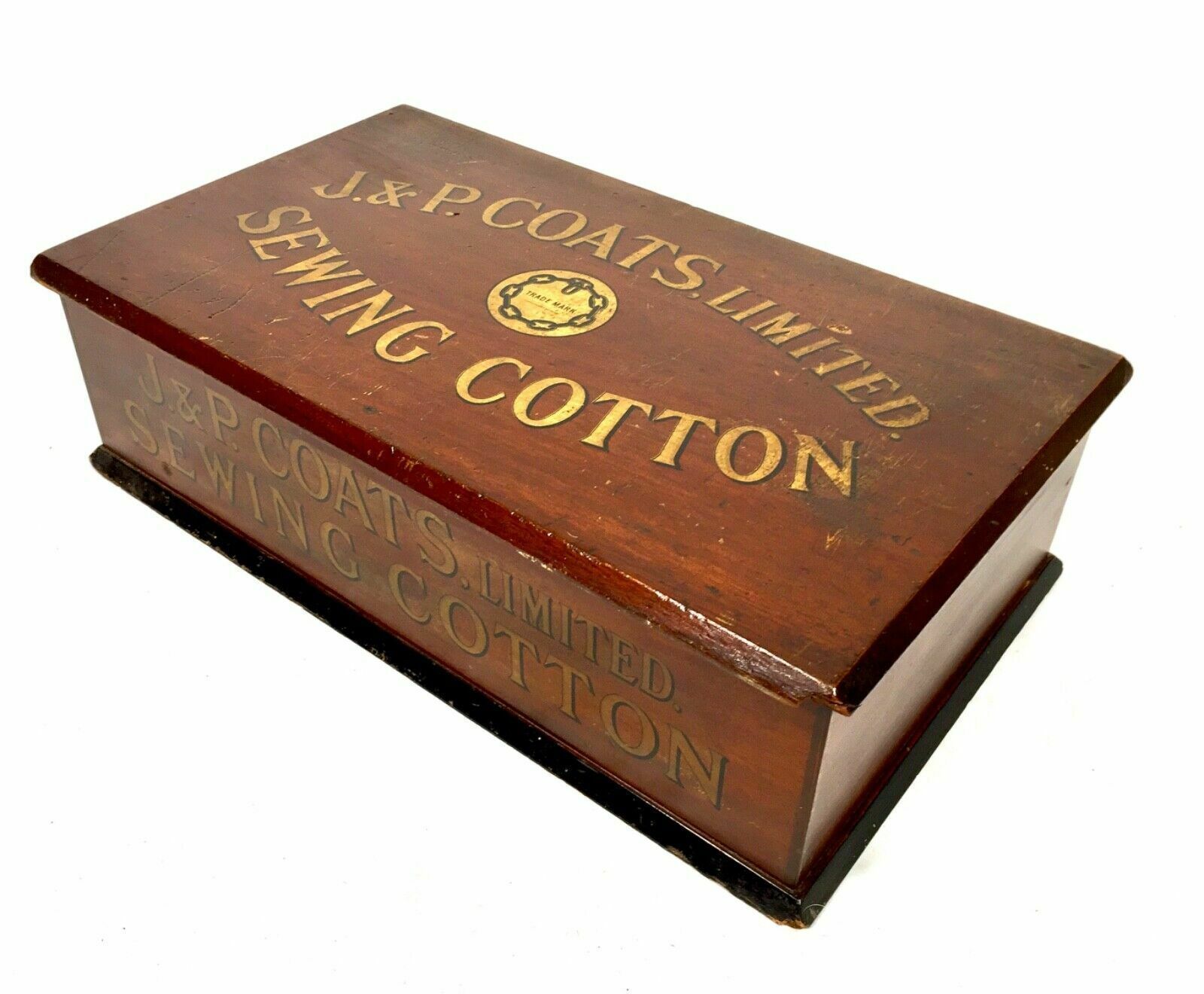 photo for sale Antique Wooden Shop Display Sewing Cabinet For J & P Coats Spool Haberdashery