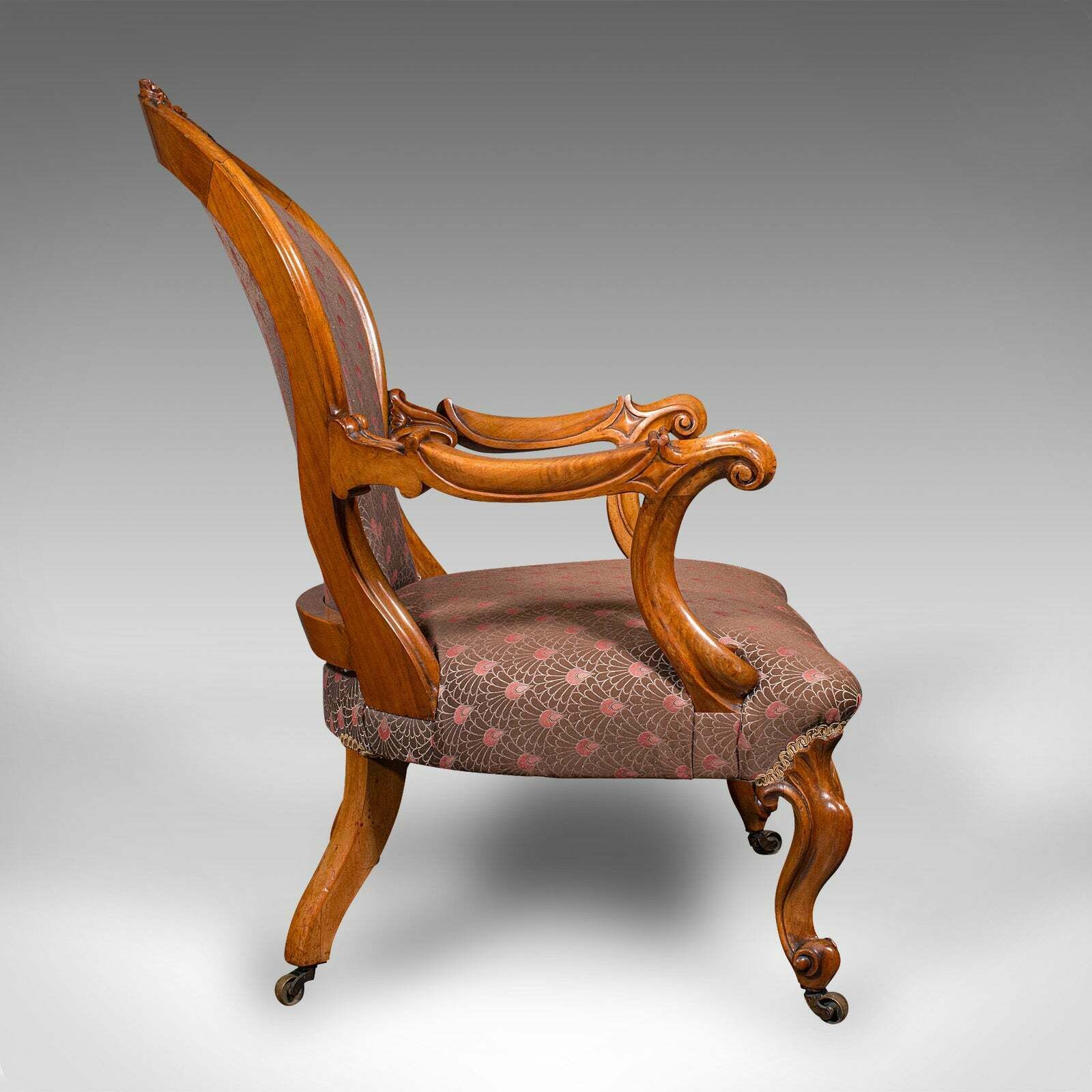 Antique Spoon Back Elbow Chair, English, Walnut, Armchair, Early Victorian, 1840 photo for sale