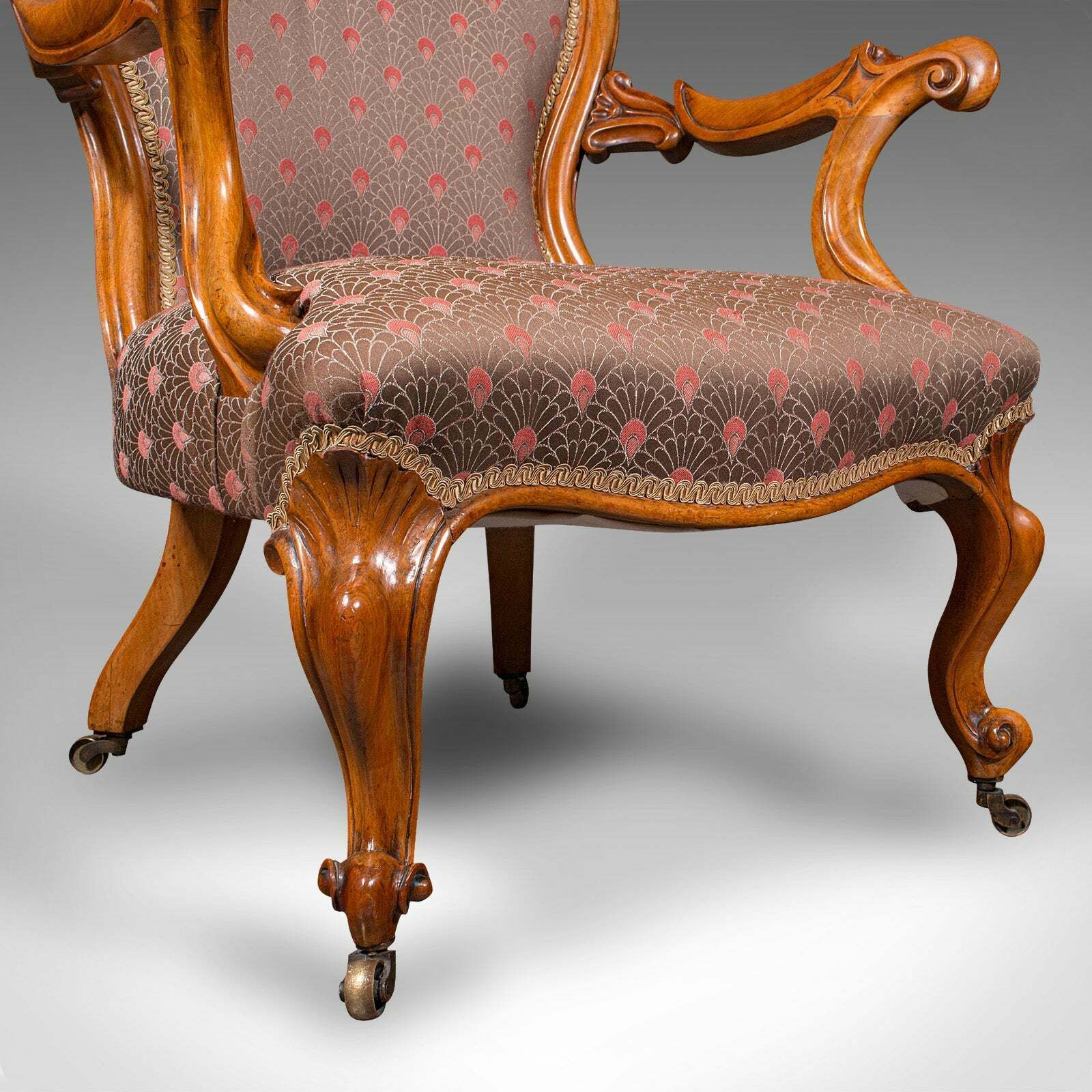 Furniture Antique Spoon Back Elbow Chair, English, Walnut, Armchair, Early Victorian, 1840 photo