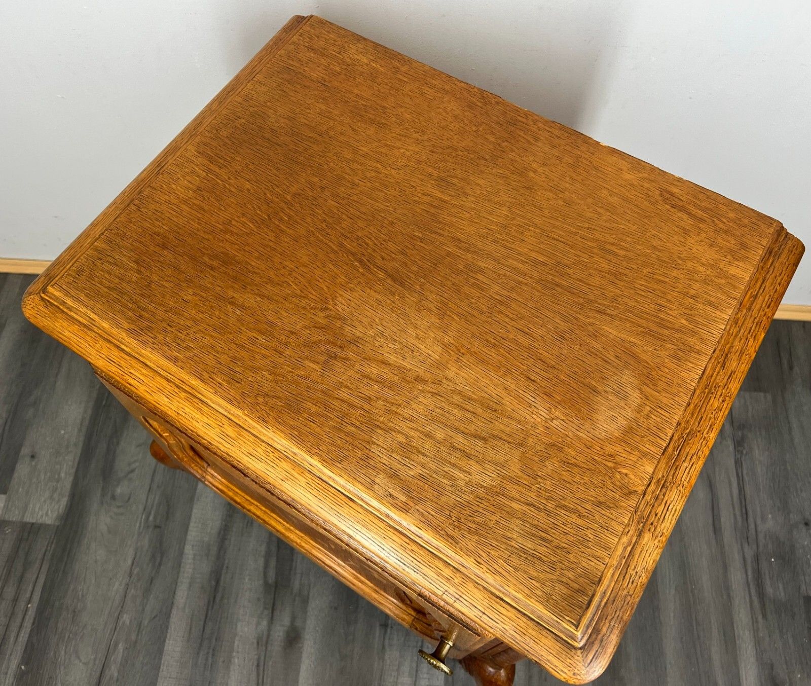 photo for sale Bedside Tables Pair French Oak Louis XVI Vintage Nightstands Cabinets Lot 3469