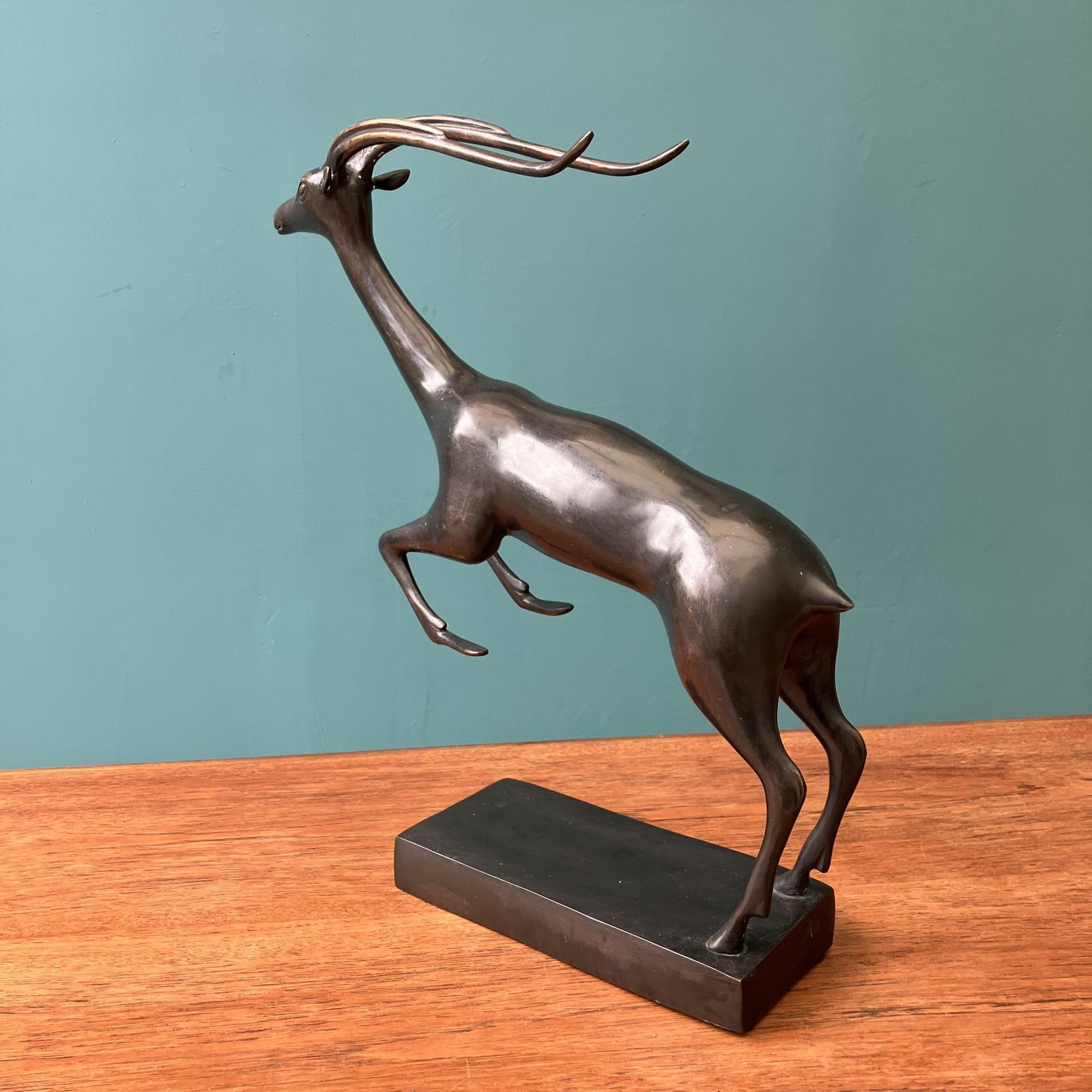 Art Deco Bronze Antelope Figurine Statue Art Sculpture 43cm Tall photo for sale
