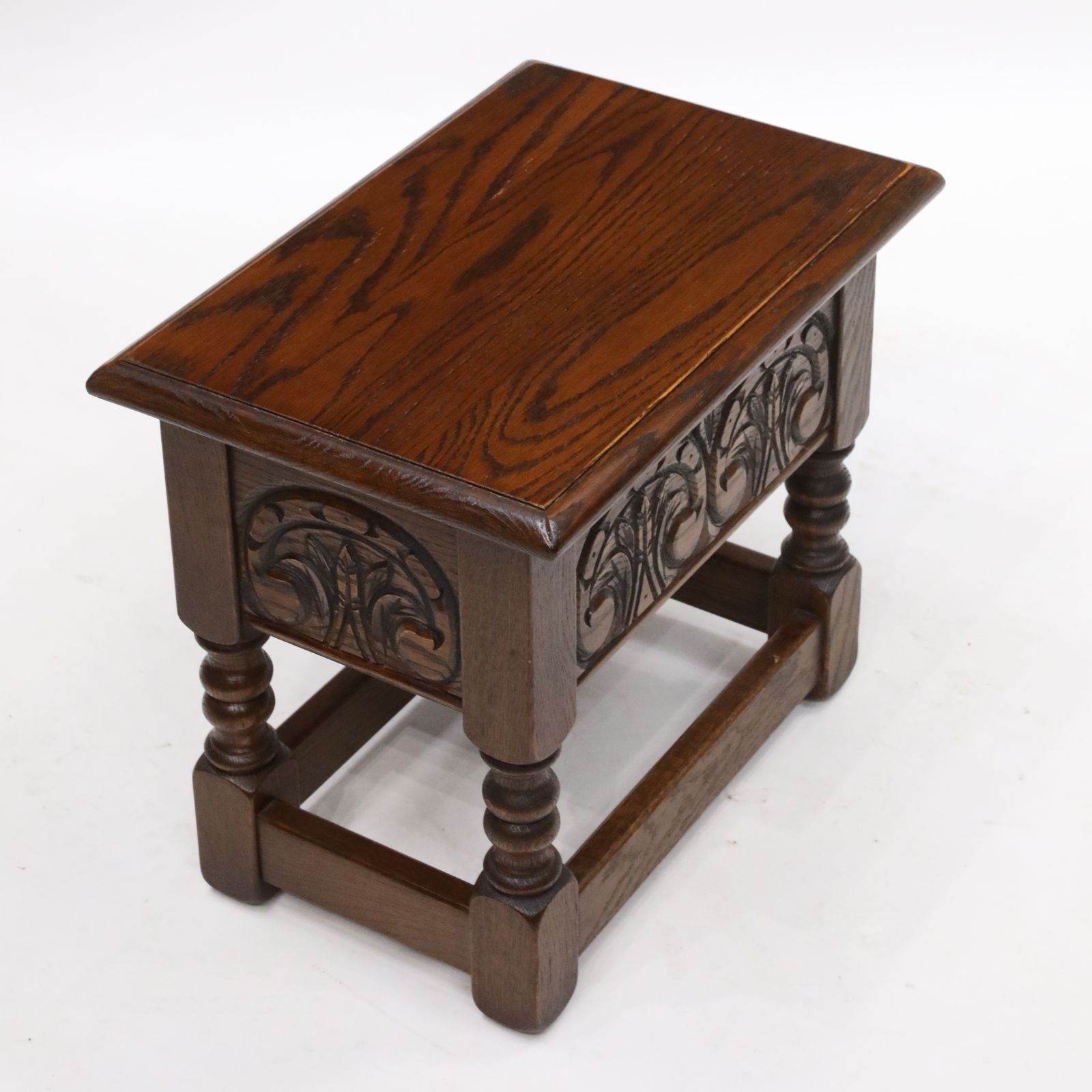 Old Charm Oak Slipper Box Footstool Joint Tudor Brown Finish Free Delivery photo for sale