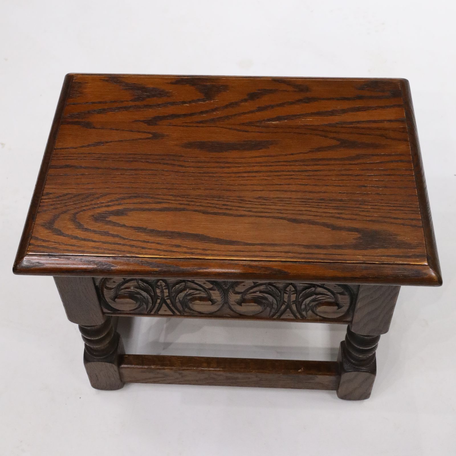 Old Charm Oak Slipper Box Footstool Joint Tudor Brown Finish Free Delivery photo vinterior