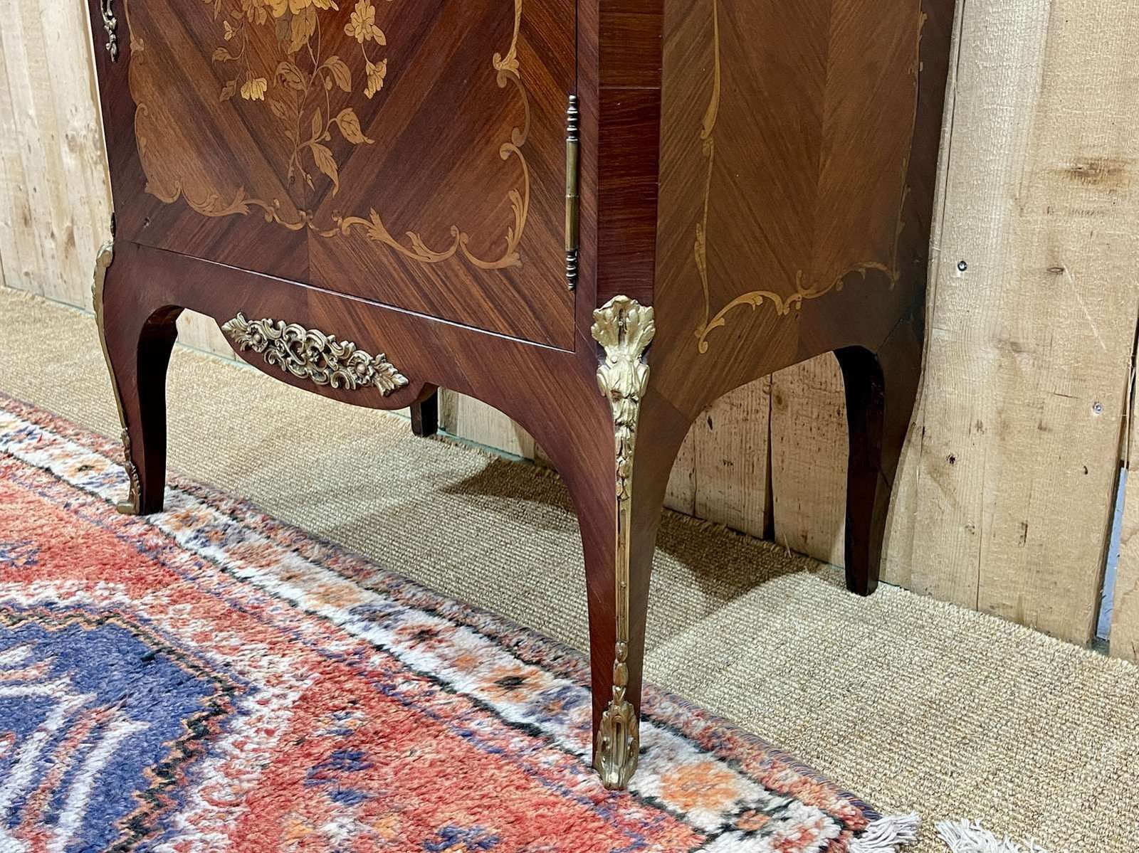photo for sale Louis XV Cabinet In Rosewood, Oak And Marble Top
