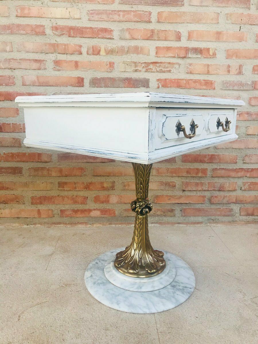 Antique Bronze & Marble Nightstands, Set Of 2 photo Furniture