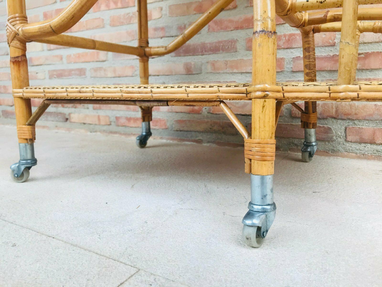 Garden Furniture Mid Century Modern Bamboo Garden Tea Cart, 1950s photo