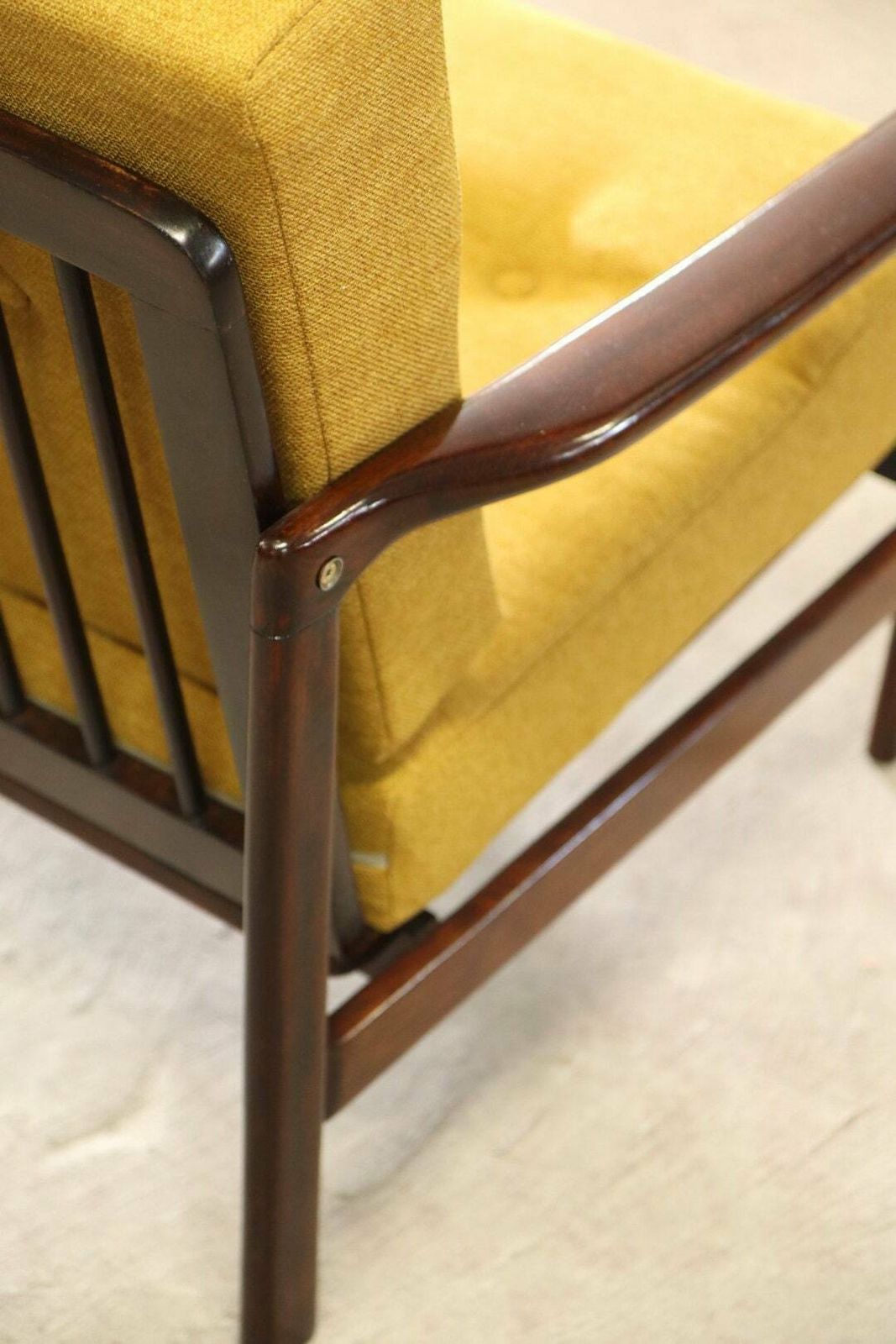 Vintage Armchair Colour Yellow Fabrics Oryginal Scandinavian Chair Design By Z Baczyk 70s Mid Century Modern Design Armchair For Living Room photo furniture