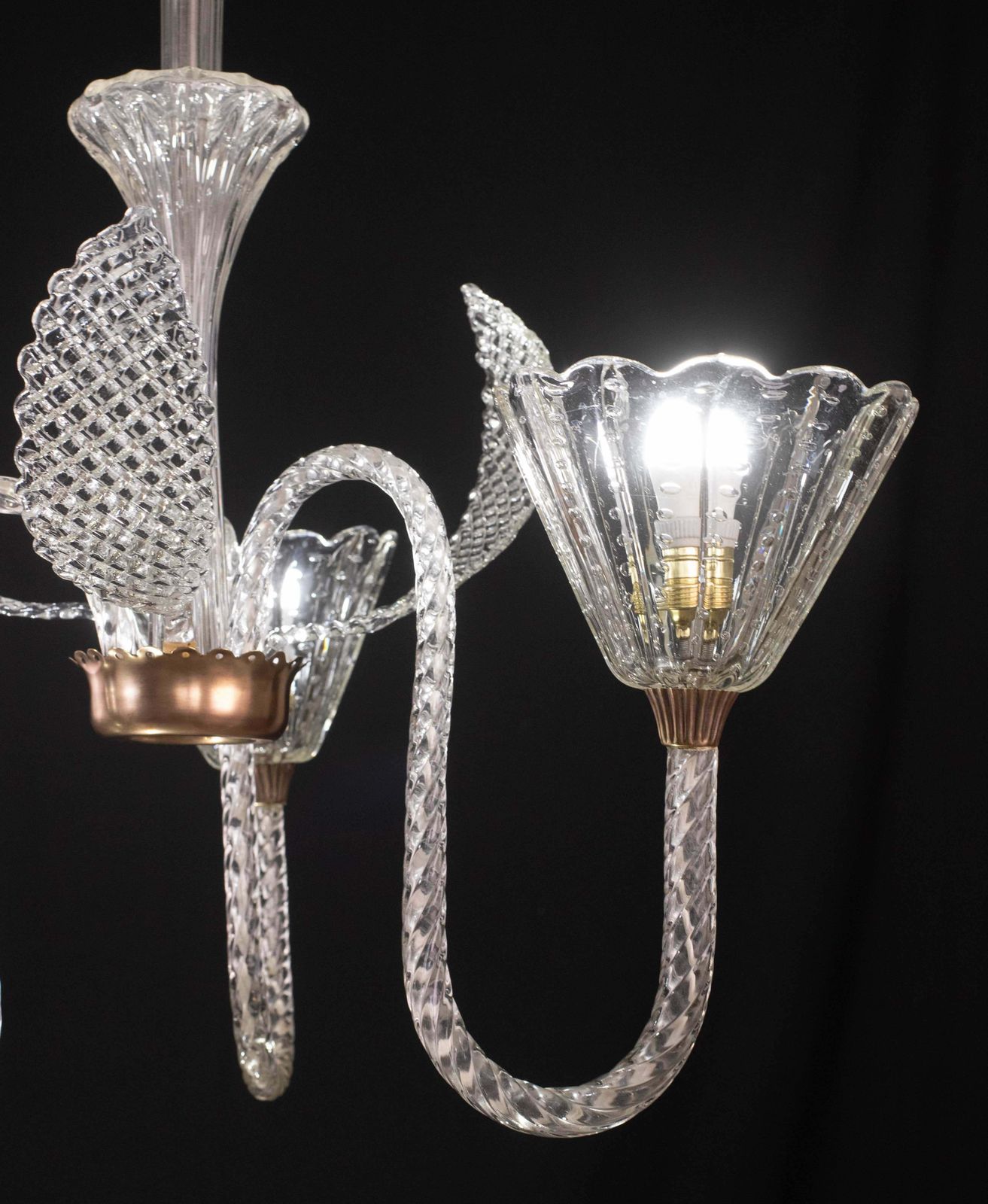 Amazing Ercole Barovier Art Deco Chandelier, "Bullicante" Glass Murano, 1940s photo 3011.0