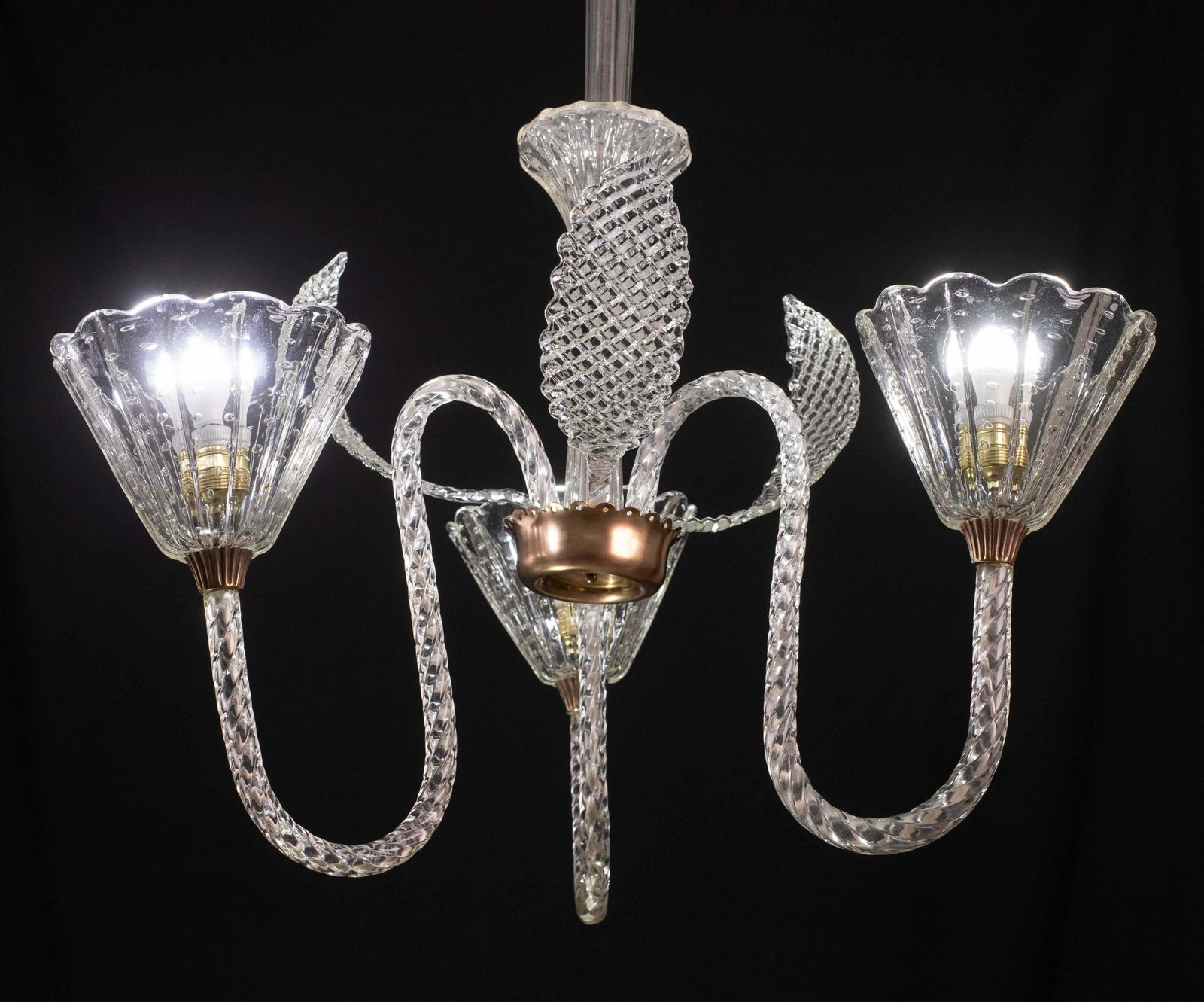 photo furniture Amazing Ercole Barovier Art Deco Chandelier, "Bullicante" Glass Murano, 1940s