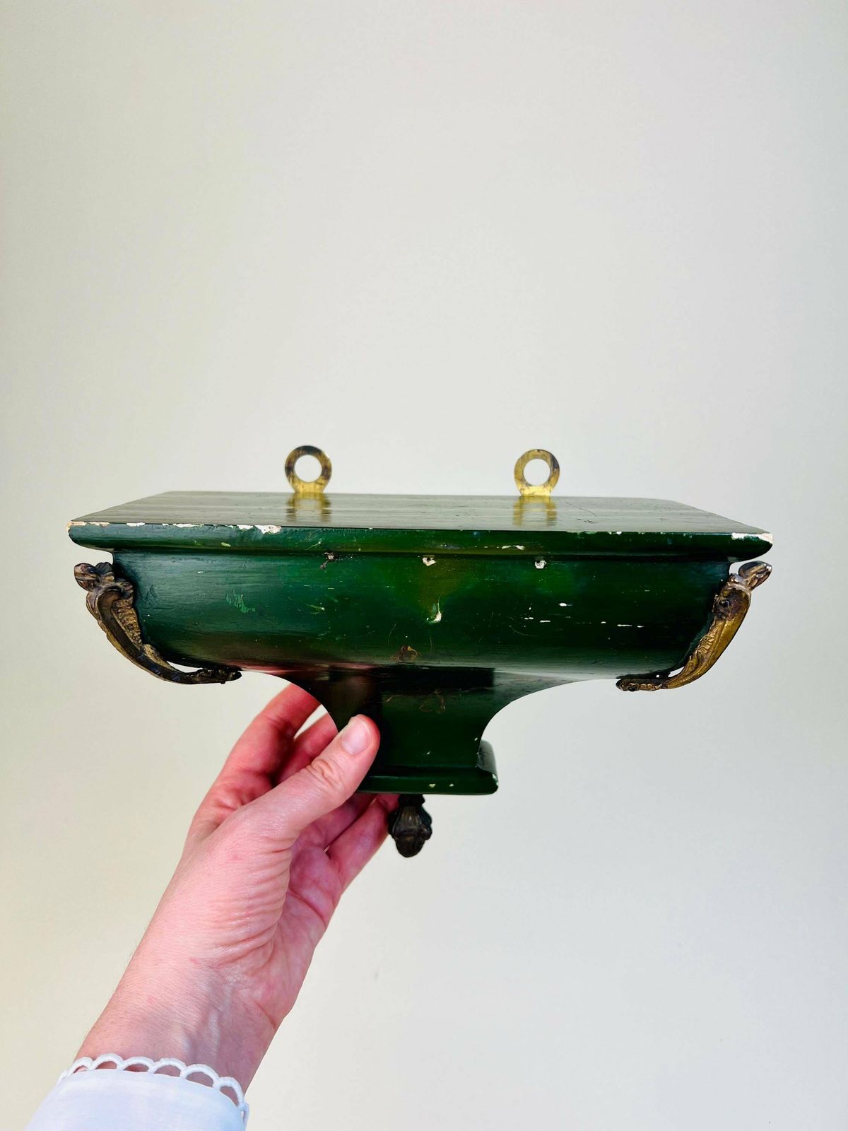 Antique Shelf For Neuchâteloise Clock, Trinket Wall Shelf, Green Floating Shelf, Ornate Shelf, Gothic Victorian Decor, Gothic Home Decor photo furniture