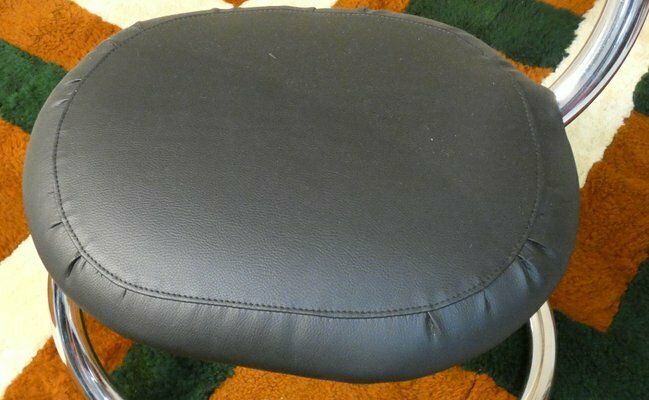 Cobra Chairs In Steel And Black Leather By Giotto Stoppino, 1970s, Set Of 5 photo vintage